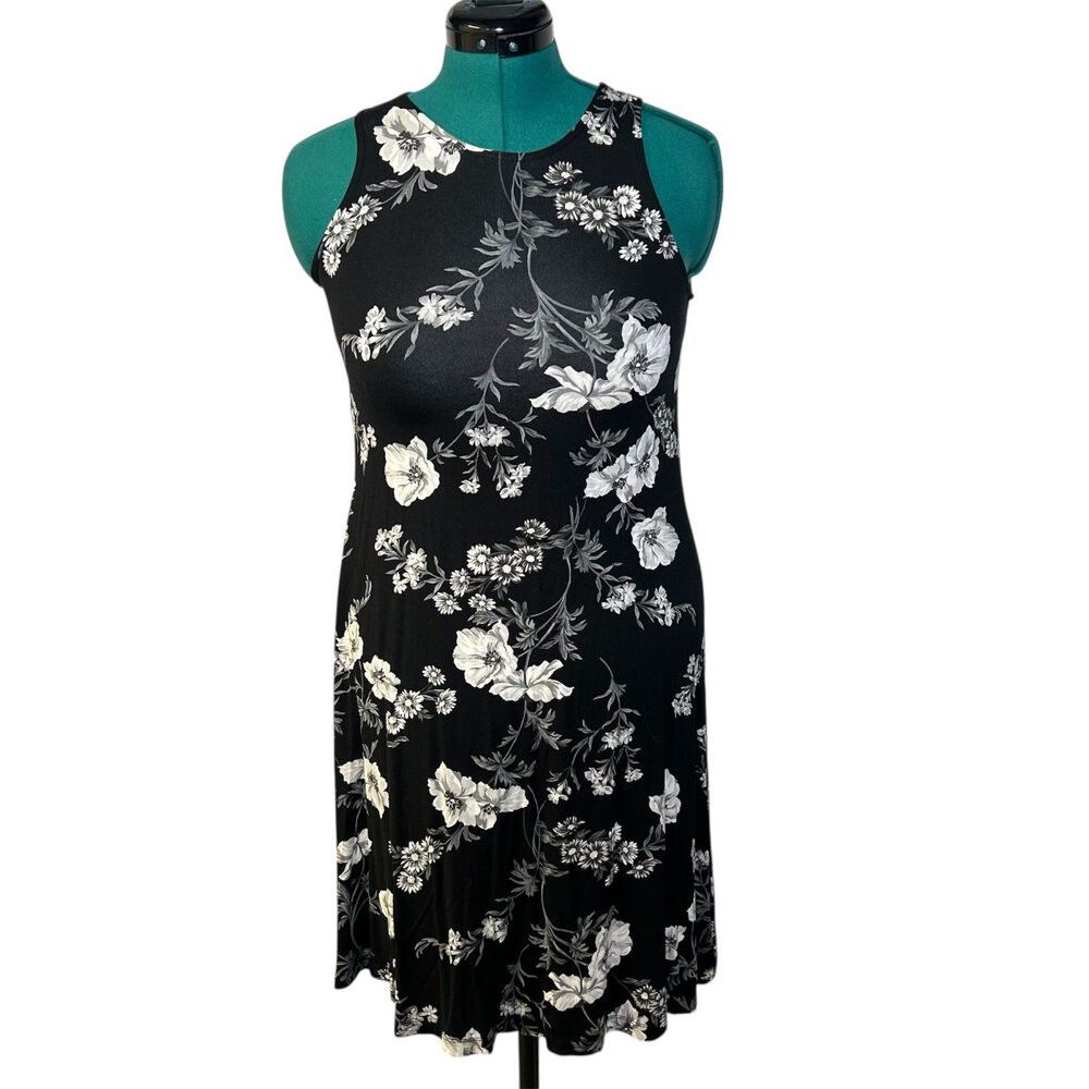 Old Navy black floral jersey dress XS